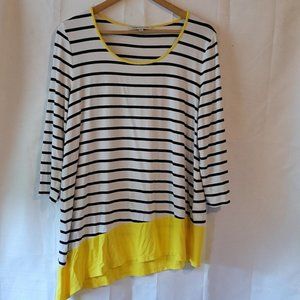 Jones New York Striped 3 4 Sleeve Tee Womens Medium